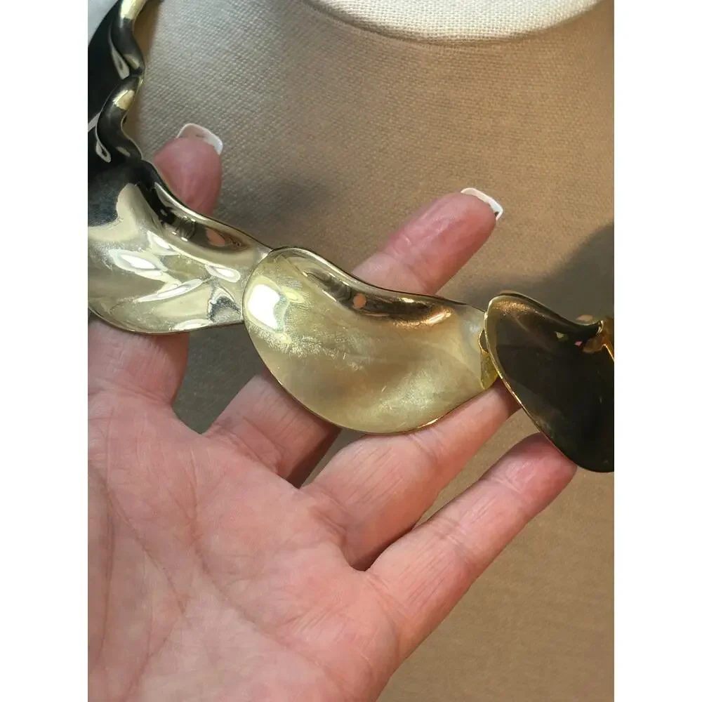 Vintage Runway Gold Tone Statement Necklace 152g 16.5”